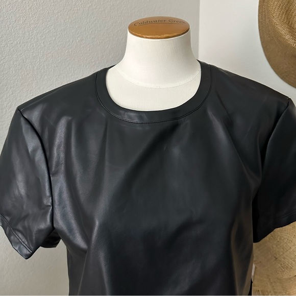 NEW with Tags. Bagatelle Collection Faux Black Leather Blouse. Size Medium - Picture 6 of 6